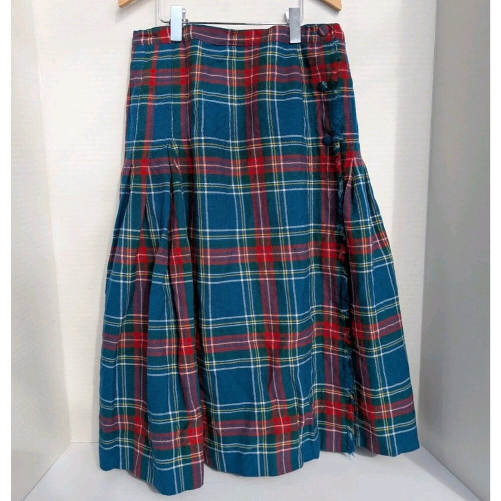 Vintage Aljean of Canada Virgin Wool Kilt-Style Skirt 25" Waist Girl's Plaid
